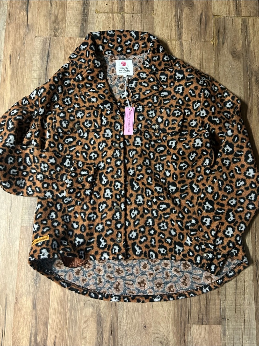 NWT Women’s Size Large Simply Southern Shacket Jacket Animal Print Oversized